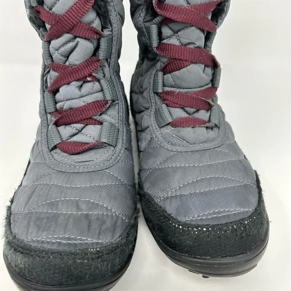 Columbia Kids Minx Mid III Waterproof Lace Up Boots Gray Size 4 Winter Hiking